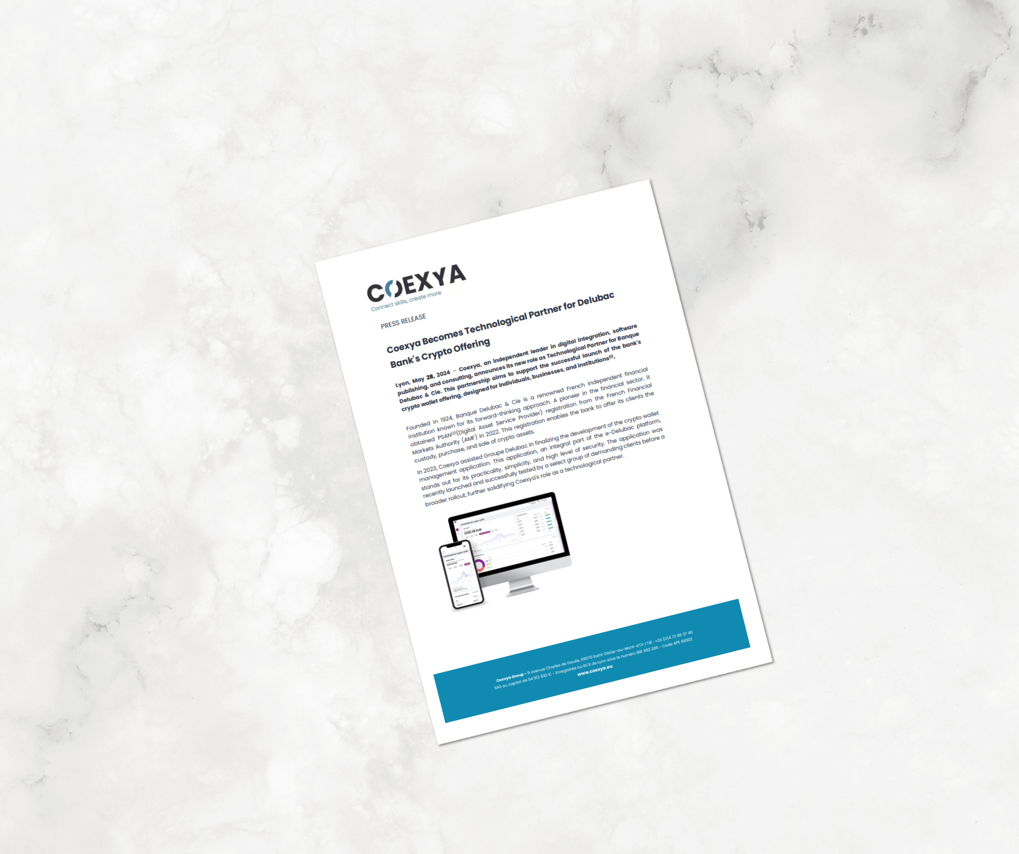 Image from the press release announcing the partnership between Coexya and Banque Delubac