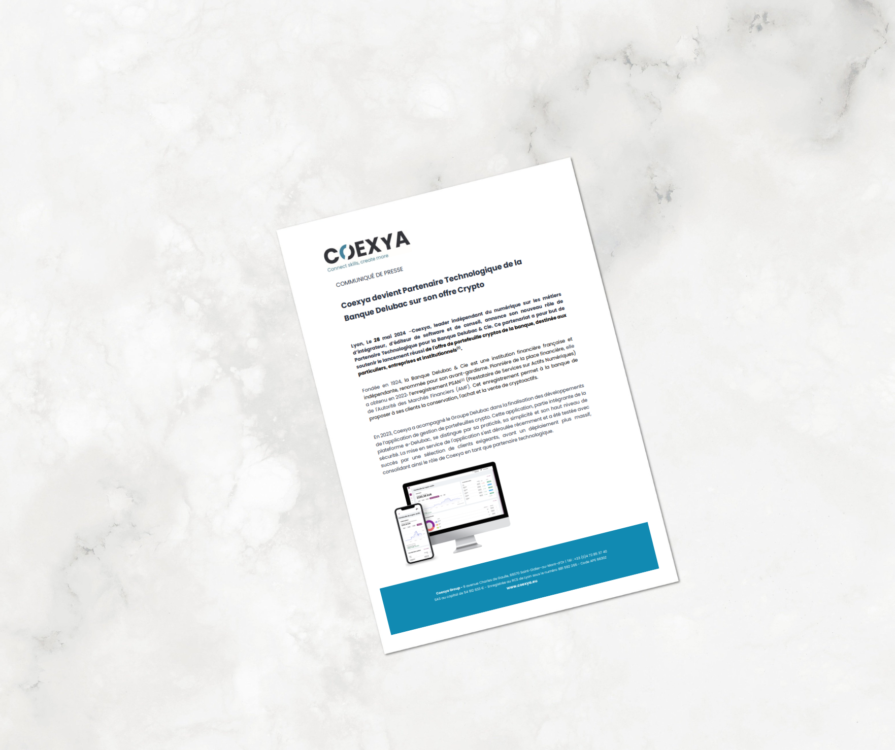 Image du communiqué de presse annoncant le partenariat entre Coexya et la Banque Delubac