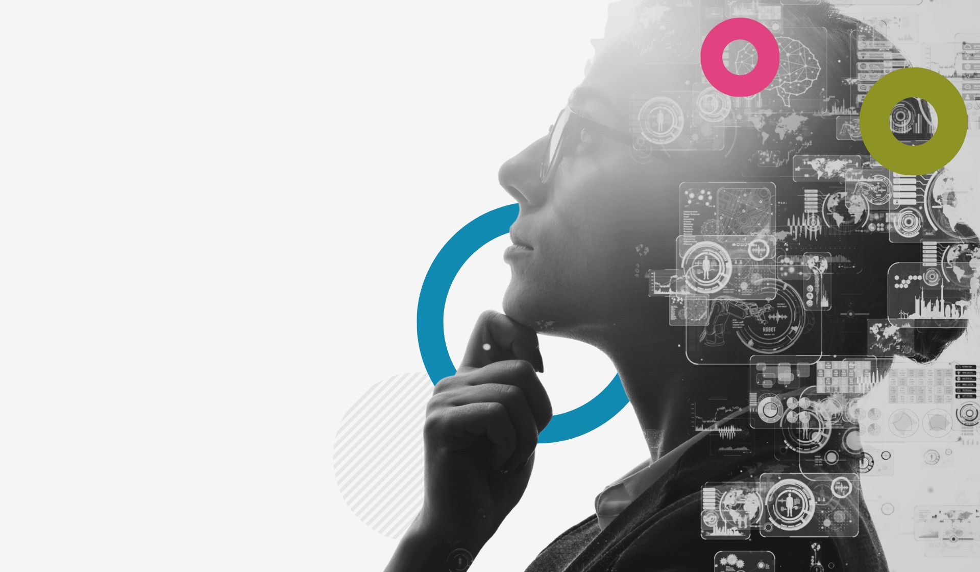 Visage féminin illustrant les projets d'IA mis en place chez Coexya